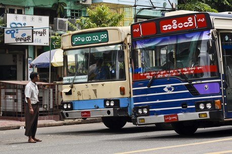 Yangon Bus Yangon Bus At Beginning of Indawgyi Lake Trip