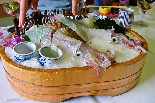 Ikizukuri live squid in Karatsu Japan