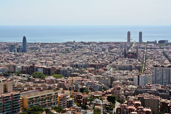 The skyline of Barcelona Spain