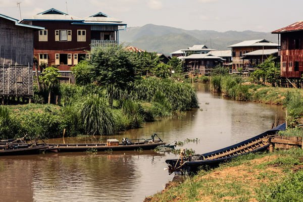 Canal in Ywama village on Inle Lake in Burma